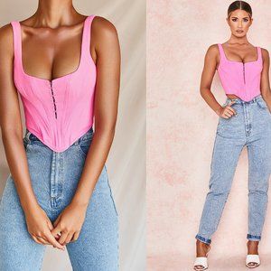RARE HOUSE OF CB ‘Frangelica’ Pepto Pink Corset Bustier Sexy Shaping Top NWOT
